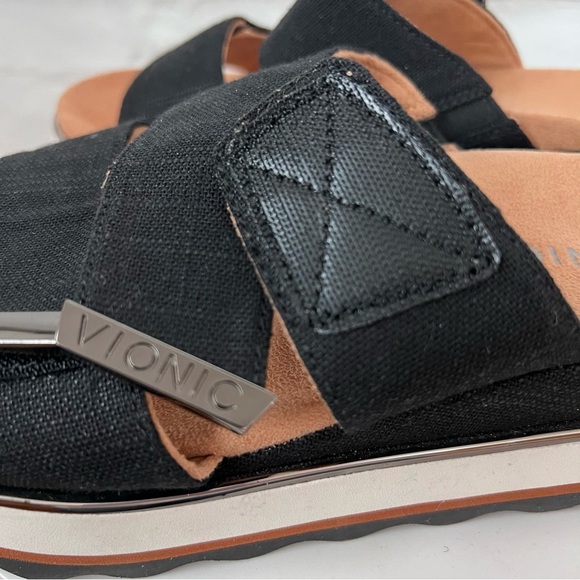 Vionic Brandie Linen Platform Slide Sandals Black Comfort Orthopedic Shoes NWOT - Picture 9 of 14
